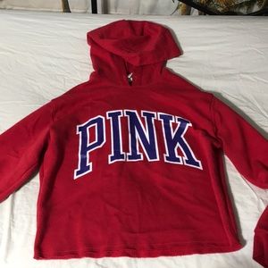 PINK semi cropped hoodie